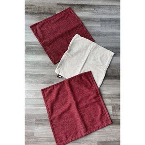 Set Of Three Throw Pillow Case Maroon Beige Tommy Hilfiger Square